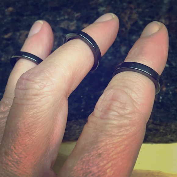 Set of 3, genuine hematite knuckle rings