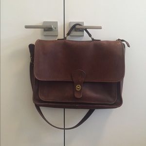 Classic Coach Brown Leather Messenger Bag