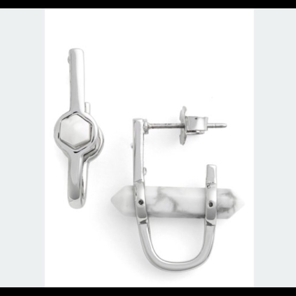 Rebecca Minkoff silver and howlite earrings