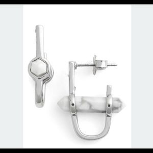 Rebecca Minkoff silver and howlite earrings