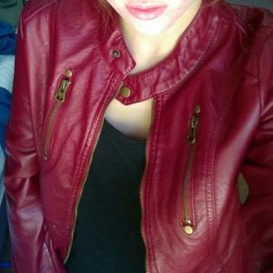 Red leather jacket