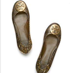 Tory Burch Lizard Printed Reva Gold/Bronze