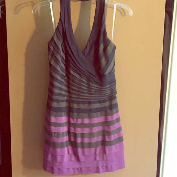 Halter mini dress magenta and gray sz M