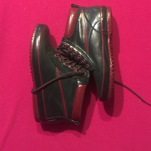 Red and green ankle booties