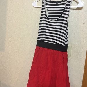 Red and black striped dress