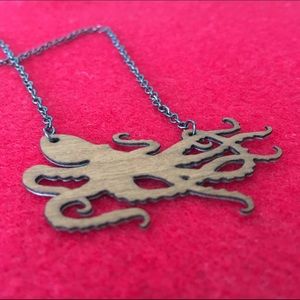 Independent Designer Jewelry - Reversible Wood & Metal Octopus Necklace 🇺🇸 Independent Designer Jewelry - Reversible Wood & Metal Octopus Necklace 🇺🇸