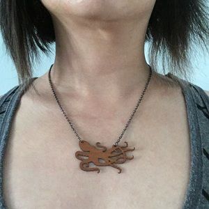 Independent Designer Jewelry - Reversible Wood & Metal Octopus Necklace 🇺🇸 Independent Designer Jewelry - Reversible Wood & Metal Octopus Necklace 🇺🇸