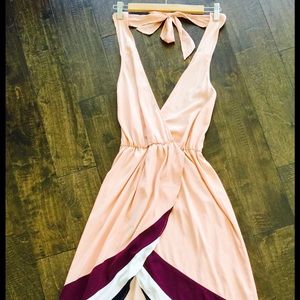 Solemio Peachy Halter Front Slit Maxi Dress
