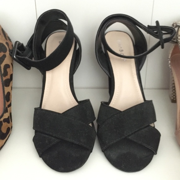 Black suede strappy heels