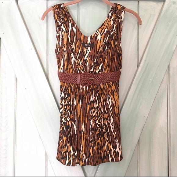 Sky Animal Print Sleeveless Silk Top