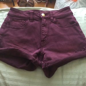 AE high waisted super stretch maroon shorts