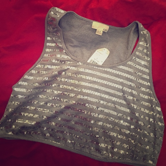 Silver sequin crop top