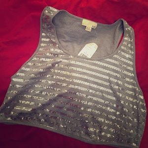 Silver sequin crop top