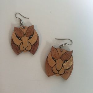 Wooden Tiger Earrings