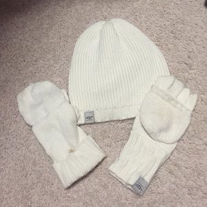 Cream UGG Knit Hat and Gloves Combo!