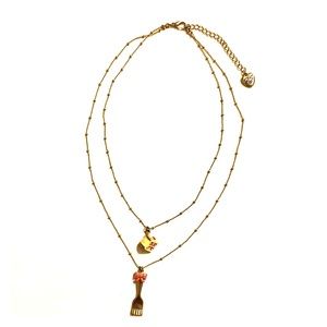 Betsey Johnson Cake & Fork layered necklace