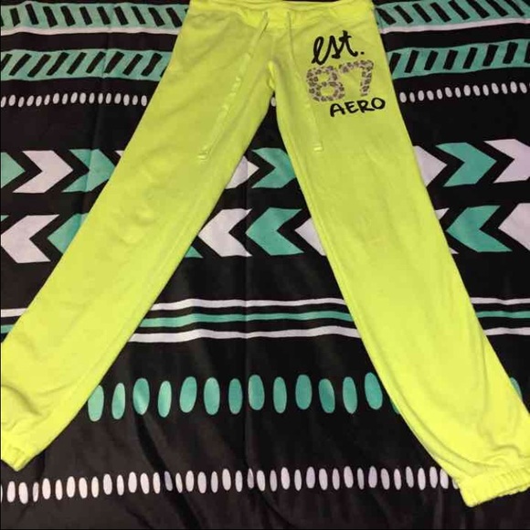 Bright yellow Aeropostale sweatpants