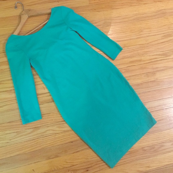 H&M Kelly Green Basic 3/4 Sleeve Midi Dress Size S
