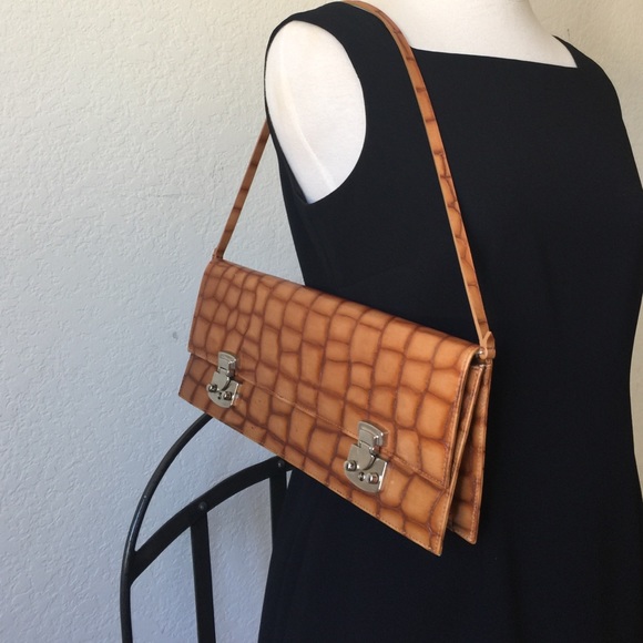 BCBGMaxAzria Handbags - BCBGMaxazaria tan croc leather bag