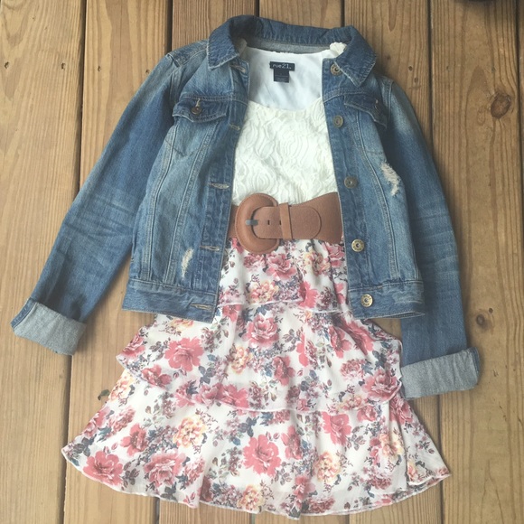 Rue 21 Floral Tiered Dress With Belt