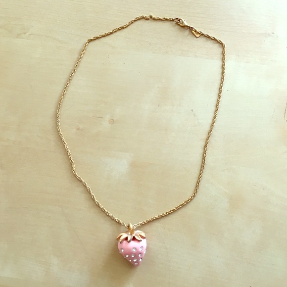 Kenneth Jay Lane Pink Strawberry Gold Necklace