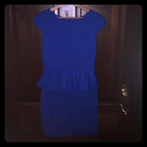 EXPRESS Peplum Indigo Blue Boatneck Dress Size 4