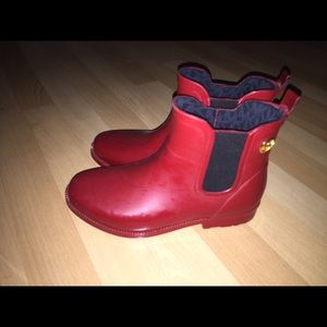 Michael Kors red ankle booties for the rain!