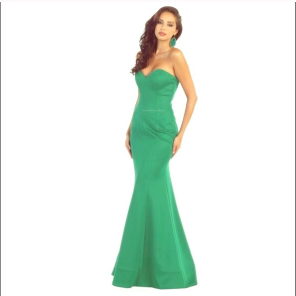 Sexy strapless May Queen long gown