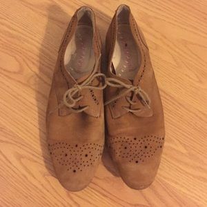 San Marina swede leather and wood loafers.