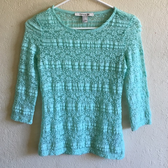 Forever 21 Teal Laced Top