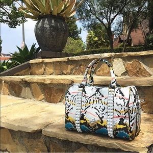 L.A.M.B. JOSIE multi-colored satchel bag