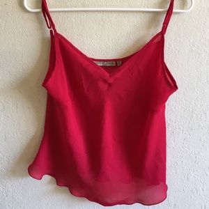Sheer V neck red top