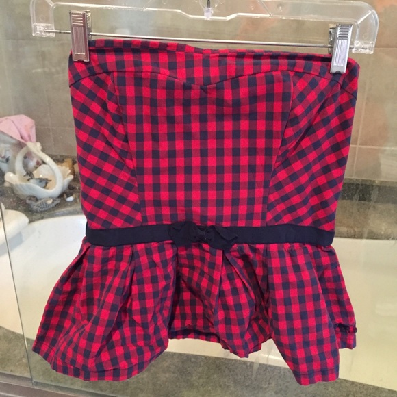 Red/blue Abercrombie & Fitch gingham strapless top