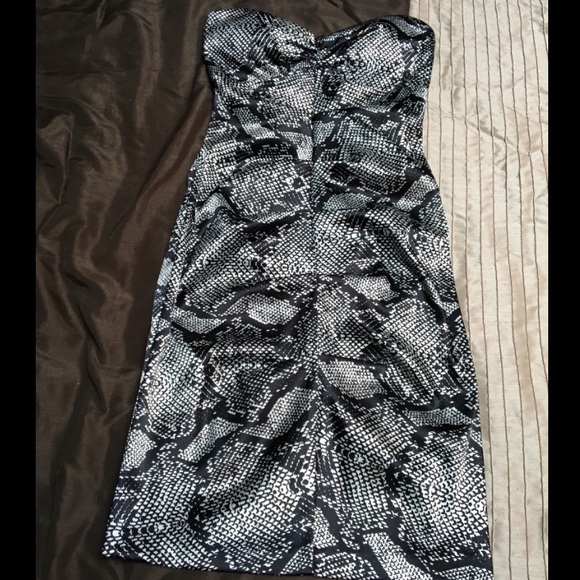 Black and gray snakeskin sweetheart dress