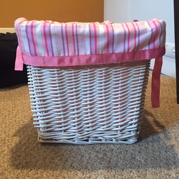 Pink and White Wicker Basket