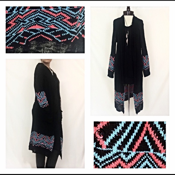 ✨SALE Tribal Duster Long Cardigan Sweater S/M - Picture 4 of 4