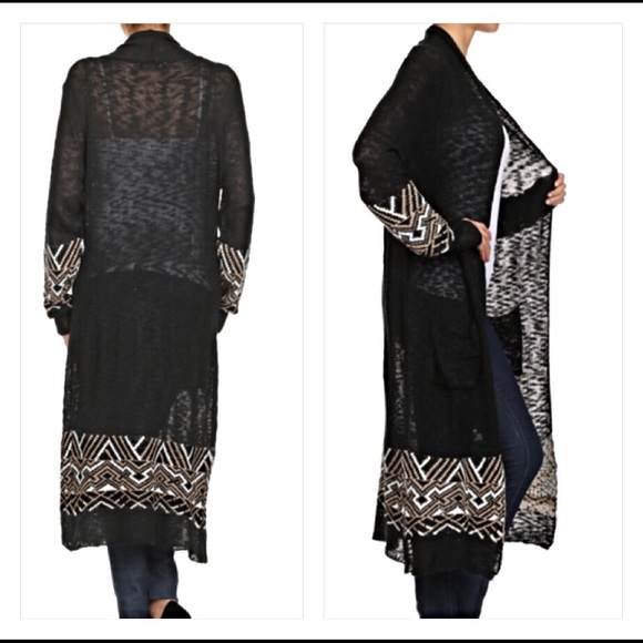 ✨SALE Soft Duster Long Tribal Cardigan Sweater S/M - Picture 3 of 4