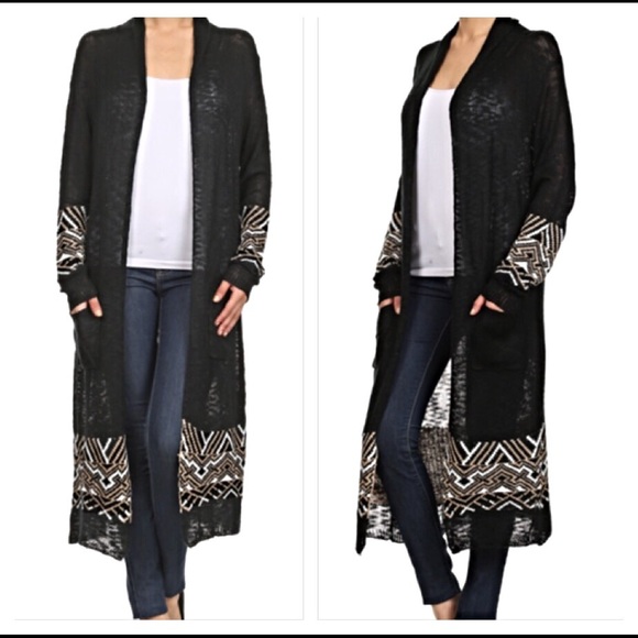 ✨SALE Soft Duster Long Tribal Cardigan Sweater S/M - Picture 2 of 4