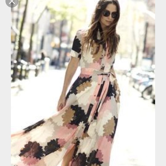 Banana Republic painterly floral maxi /shirtdress