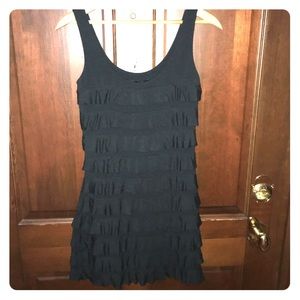 EXPRESS Black Flapper/Ruffle Mini Dress