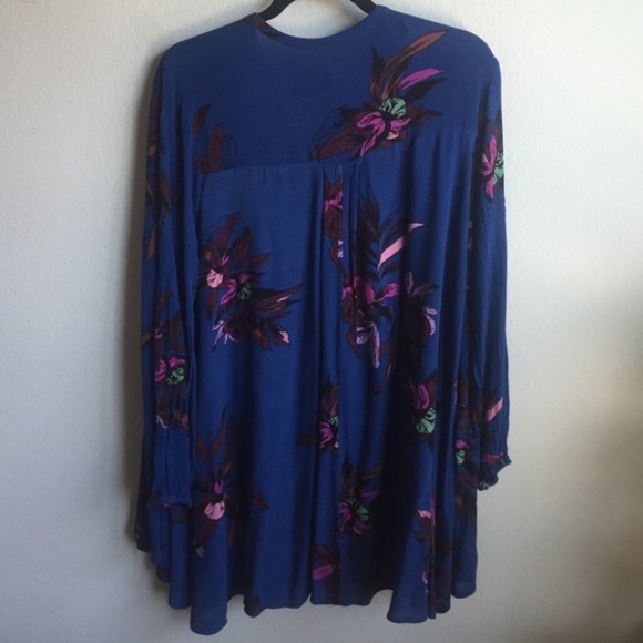 Free people blue tree swing tunic shirt dress - Picture 3 of 4