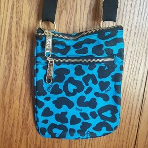 PINK blue cheetah satchel