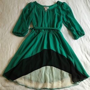 sexy green chiffon fabric mini dress