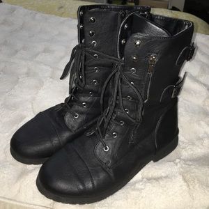 Black combat boots