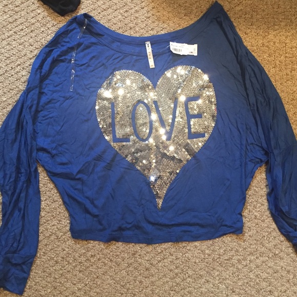 "Love" Blue Long Sleeve with Sequins