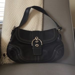 black leather coach purse
