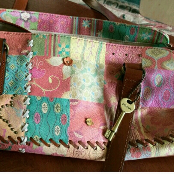Beautiful Fossil pink patchwork purse