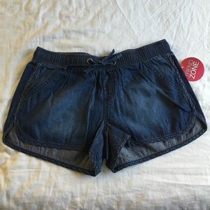 chambray jog shorts
