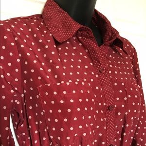 Burgundy polka dot high-low dress