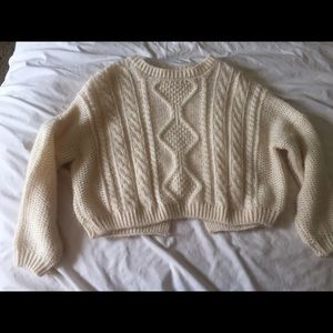 White fuzzy cropped sweater